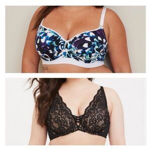 Bundle of 2 TORRID CURVE Bras, Balconette Bra and XO Plunge Push Up, Sz 40DD